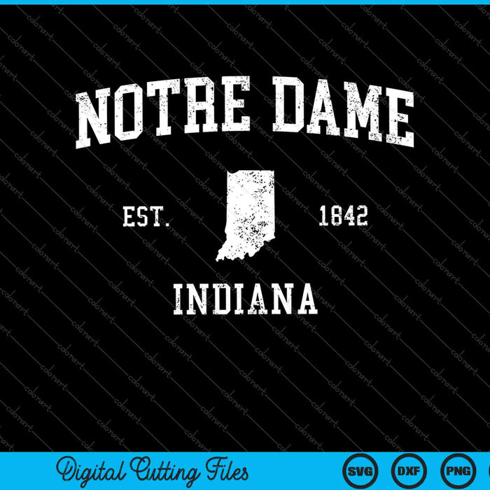 Notre Dame Indiana IN Vintage atletische marine sport SVG PNG snijden afdrukbare bestanden