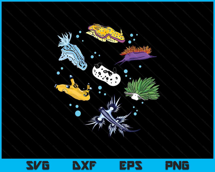 Nudibranch Sea Slug Ocean Scuba Diver Snorkeling Aquarium SVG PNG Digital Printable Files