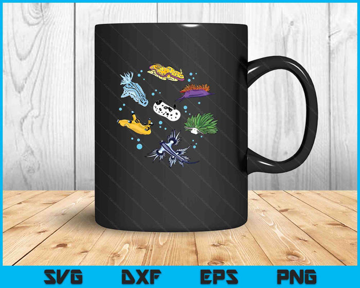 Nudibranch Sea Slug Ocean Scuba Diver Snorkeling Aquarium SVG PNG Digital Printable Files