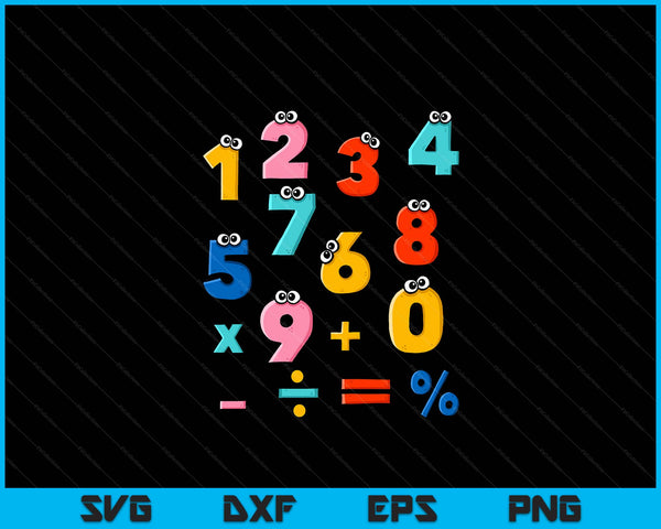 Nummer dag Kids kostuum nummers Math dag Calculator SVG PNG digitale snijbestanden