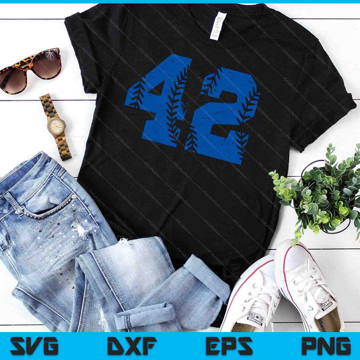 Number #42 Baseball Blue Vintage Number SVG PNG Digital Printable Files