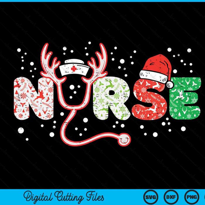 Nurse Christmas stethoscope nurses Xmas scrub top SVG cut file