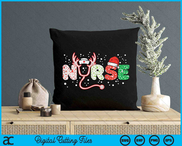 Nurse Christmas Stethoscope Nurses Xmas Scrub Top SVG PNG Digital Printable Files