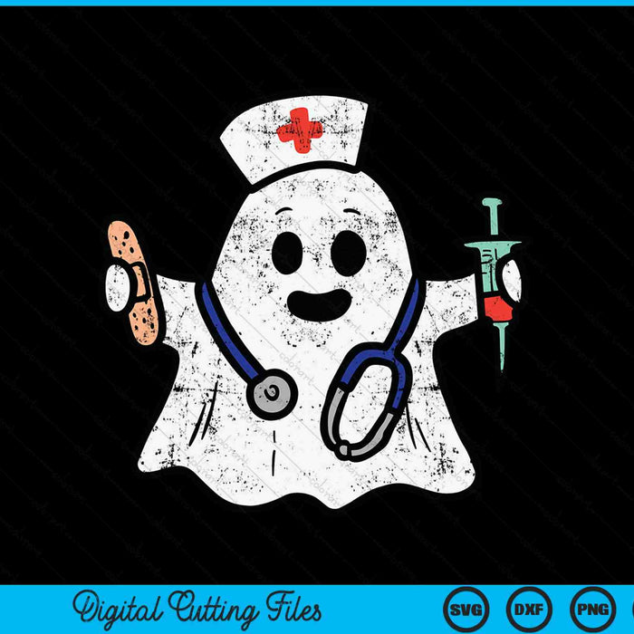 Verpleegster Ghost Scrub Halloween kostuum voor verpleegkundigen SVG PNG digitale snijbestanden