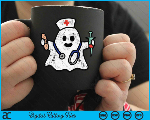Enfermera fantasma exfoliante disfraz de Halloween para enfermeras SVG PNG archivos de corte digital