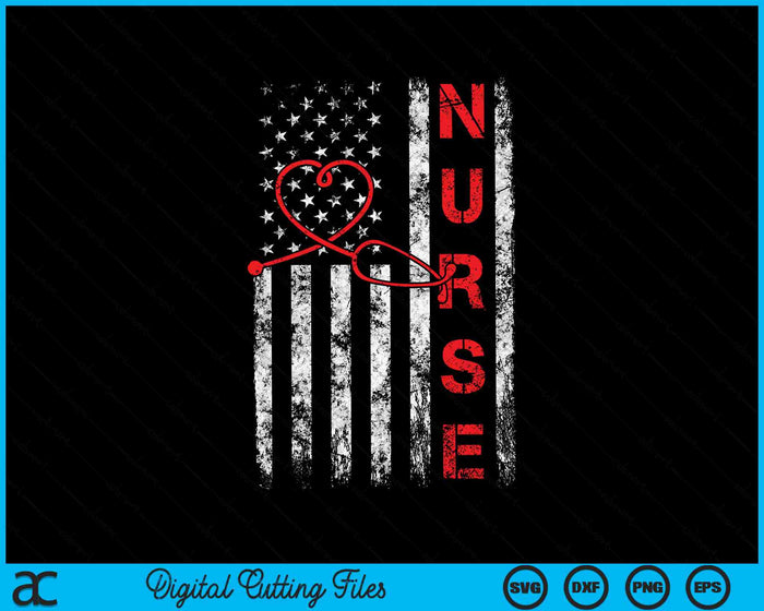 Verpleegkundige patriottische Amerikaanse USA vlag geregistreerde verpleegkundige SVG PNG digitale snijden-bestanden