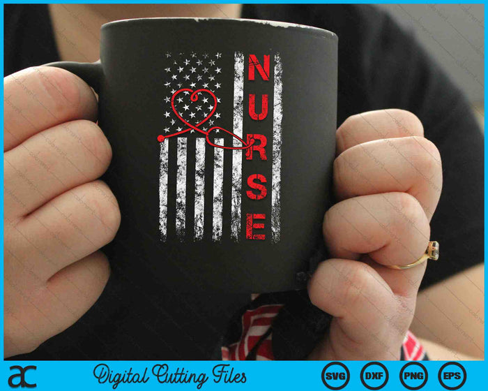 Nurse Patriotic American USA Flag Registered Nurse SVG PNG Digital Cutting Files