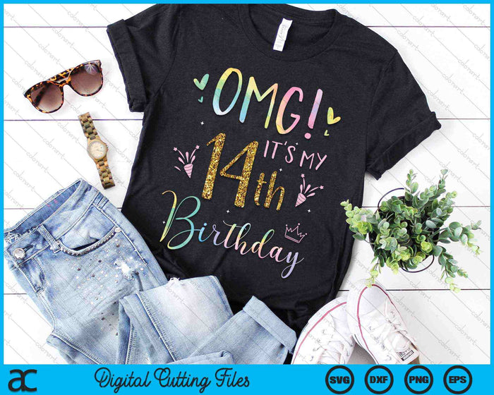 OMG It's My 14th Birthday Girls 14 Year Old SVG PNG Digital Cutting Files