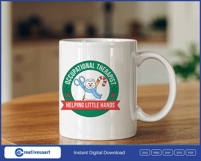 OT Christmas Occupational Therapist Helping Little Hands design on a white coffee mug