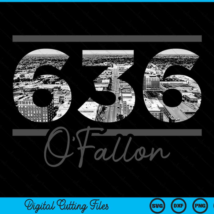 O'fallon 636 area code skyline Missouri vintage SVG PNG cut file for Cricut
