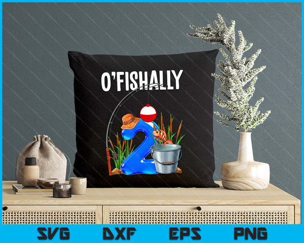 O'fishally 2 Years Old 2nd Birthday Fishing SVG PNG Digital Printable Files