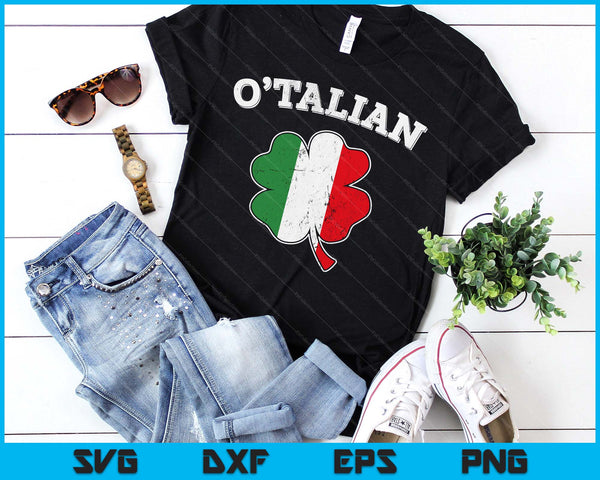 O'talian Shamrock And Italy Flag For Italian St Patricks Day SVG PNG Digital Printable Files