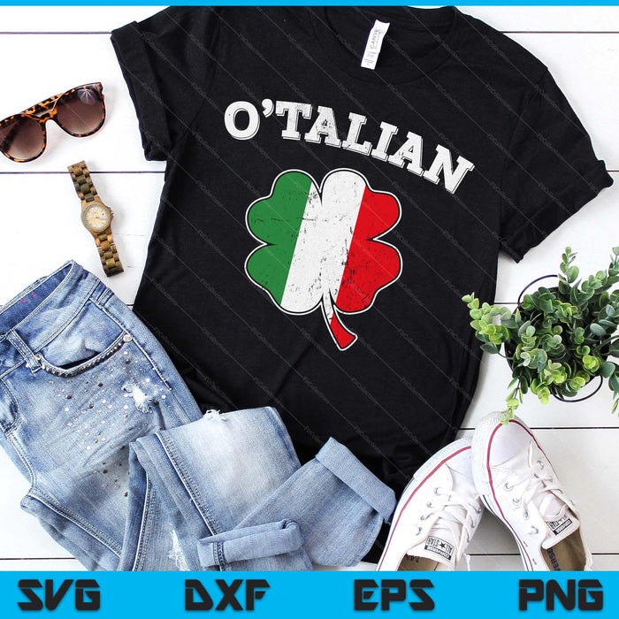 O'talian Shamrock And Italy Flag For Italian St Patricks Day SVG PNG Digital Printable Files