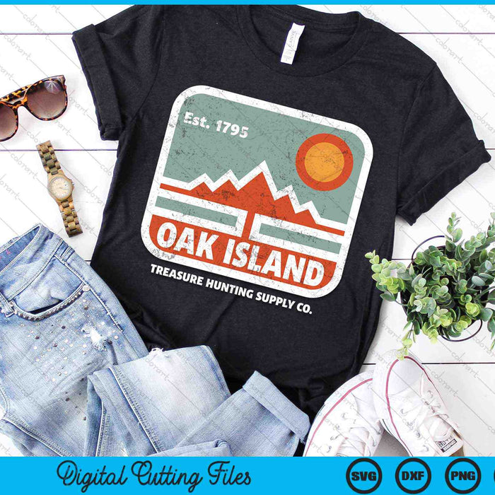 Oak Island Treasure Hunting Supply Vintage 1795 kaart mysterie SVG PNG digitale snijbestanden