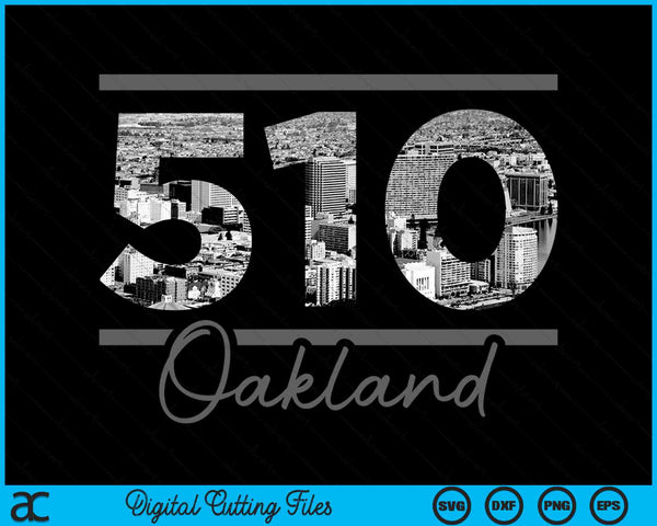 Oakland 510 Area Code Skyline California Vintage SVG PNG Digital Cutting Files