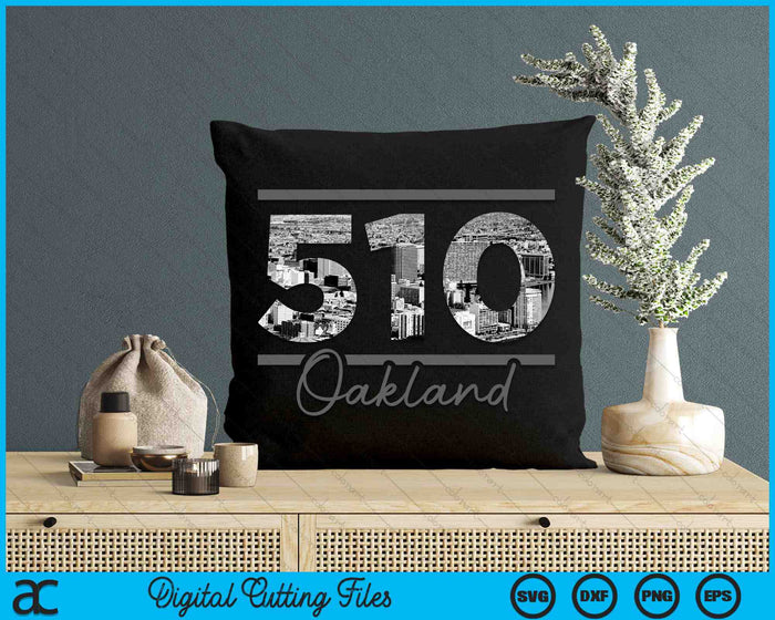 Oakland 510 Area Code Skyline California Vintage SVG PNG Digital Cutting Files