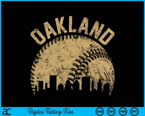 Oakland Baseball Skyline Player Coach Fan SVG PNG Digital Cutting Files