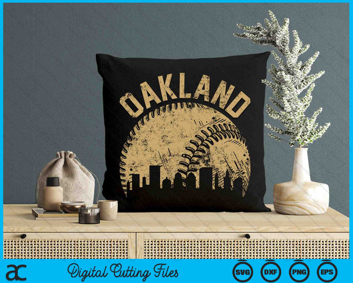 Oakland Baseball Skyline Player Coach Fan SVG PNG Digital Cutting Files