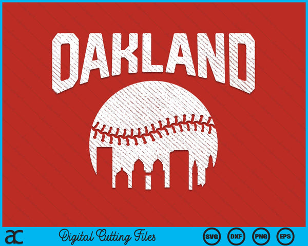 Oakland City California Baseball Skyline Vintage Souvenir SVG PNG Digital Printable Files