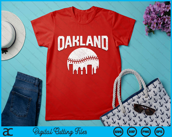 Oakland City California Baseball Skyline Vintage Souvenir SVG PNG Digital Printable Files