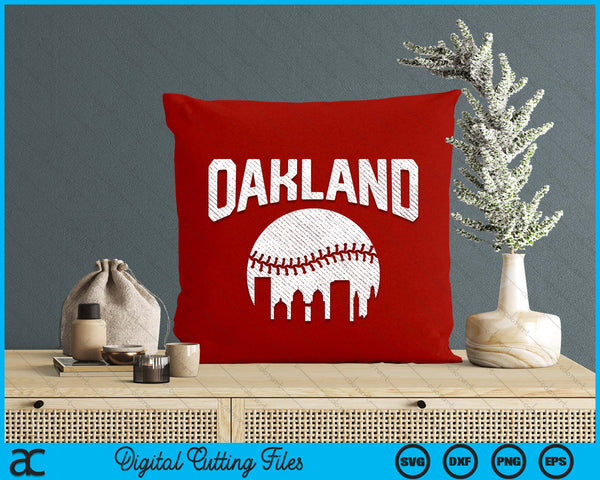 Oakland City California Baseball Skyline Vintage Souvenir SVG PNG Digital Printable Files
