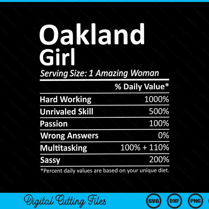 Oakland Girl CA California Funny City Home Roots SVG PNG Archivos de corte digital