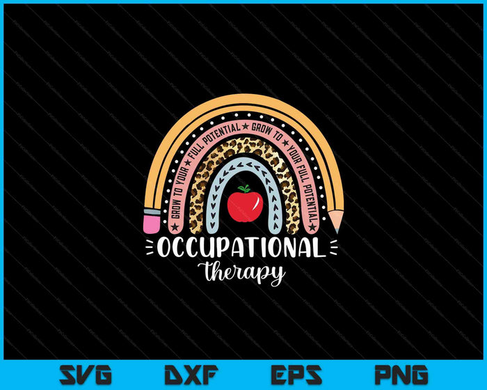 Asistente de Terapia Ocupacional Rainbow Leopard Pediátrico SVG PNG Archivos de Corte Digital