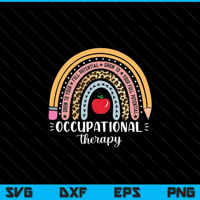 Occupational therapy assistant rainbow leopard pediatric SVG cut file