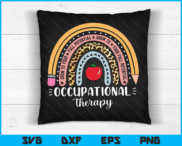 Asistente de Terapia Ocupacional Rainbow Leopard Pediátrico SVG PNG Archivos de Corte Digital