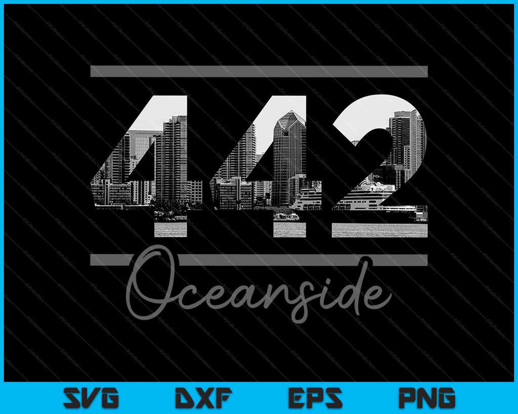 Oceanside 442 Area Code Skyline California Vintage SVG PNG Files ...