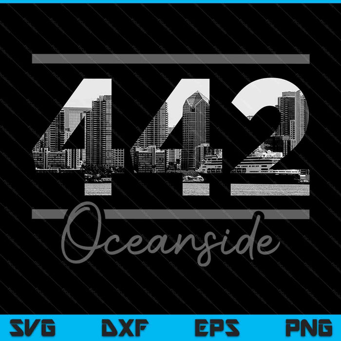 Oceanside 442 Area Code Skyline California Vintage SVG PNG Cutting Printable Files