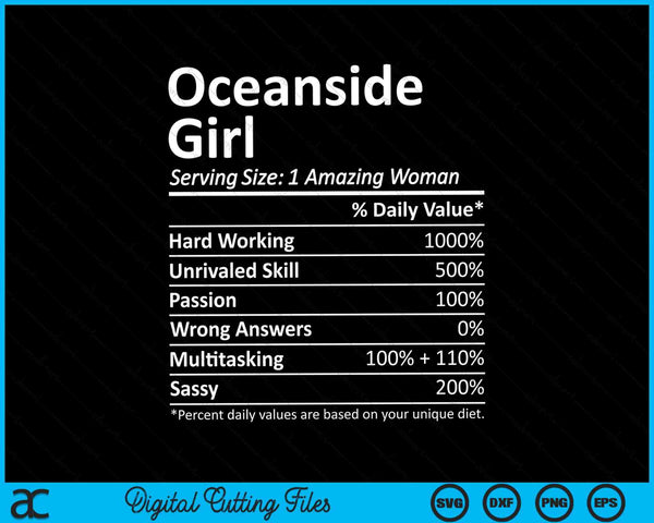 Oceanside Girl CA California Funny City Home Roots SVG PNG Cortar archivos imprimibles