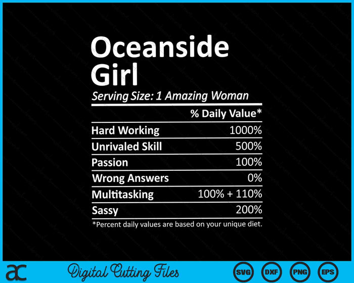 Oceanside Girl CA California Funny City Home Roots SVG PNG Cortar archivos imprimibles