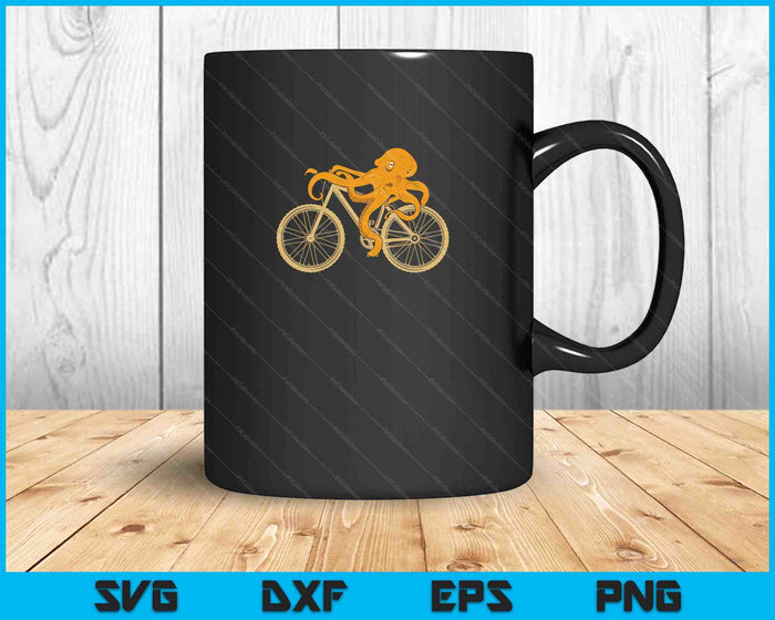 Octopus Riding Bicycle SVG PNG Cutting Printable Files