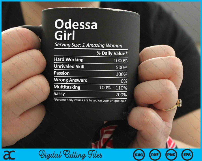 Odessa Girl TX Texas Funny City Home Roots SVG PNG Archivos de corte digital