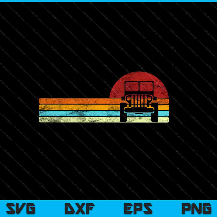 Off road 4x4 vintage retro 70s sunset SVG cut file