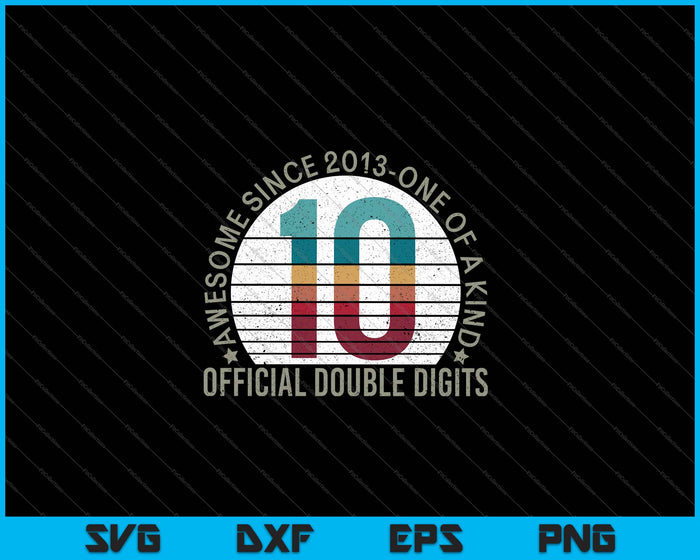 Oficial doble dígitos vintage 10 años 10 cumpleaños SVG PNG corte archivos imprimibles