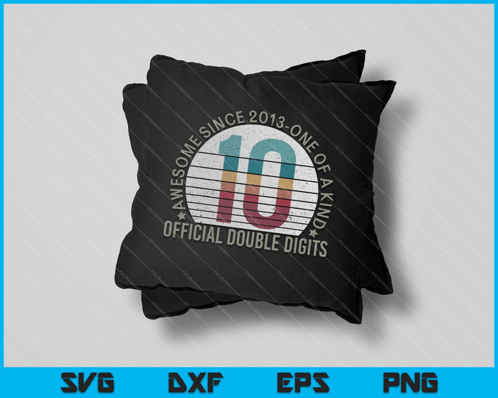 Oficial doble dígitos vintage 10 años 10 cumpleaños SVG PNG corte archivos imprimibles