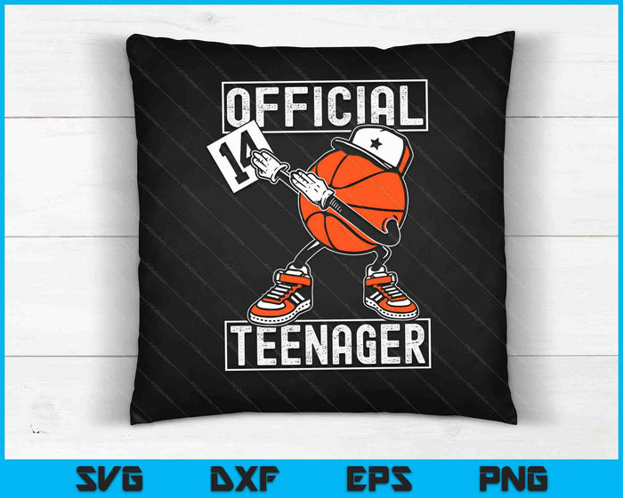 Official Teenager 14th Birthday Boy Funny Basketball Player SVG PNG Digital Cutting File