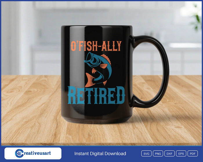 Ofishally Retired design on a black coffee mug