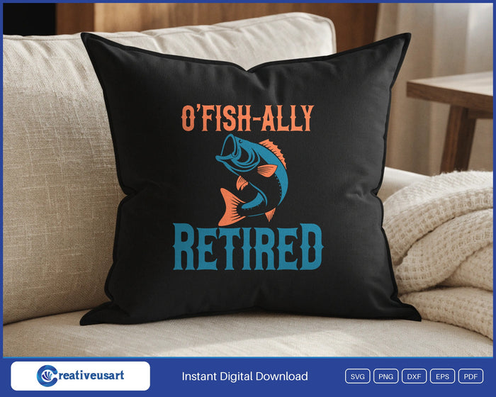 Ofishally Retired design on a black throw pillow