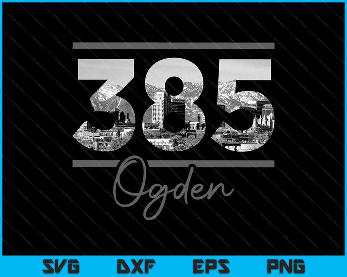 Ogden 385 Código de área Skyline Utah Vintage SVG PNG Cortar archivos imprimibles