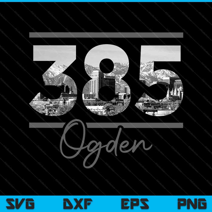 Ogden 385 Código de área Skyline Utah Vintage SVG PNG Cortar archivos imprimibles