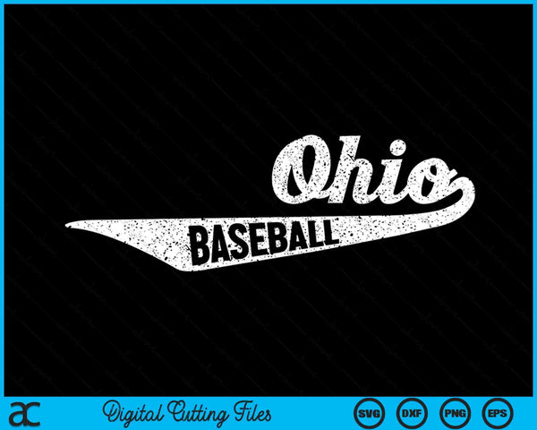 Ohio honkbal script vintage noodlijdende SVG PNG digitale snijden-bestanden