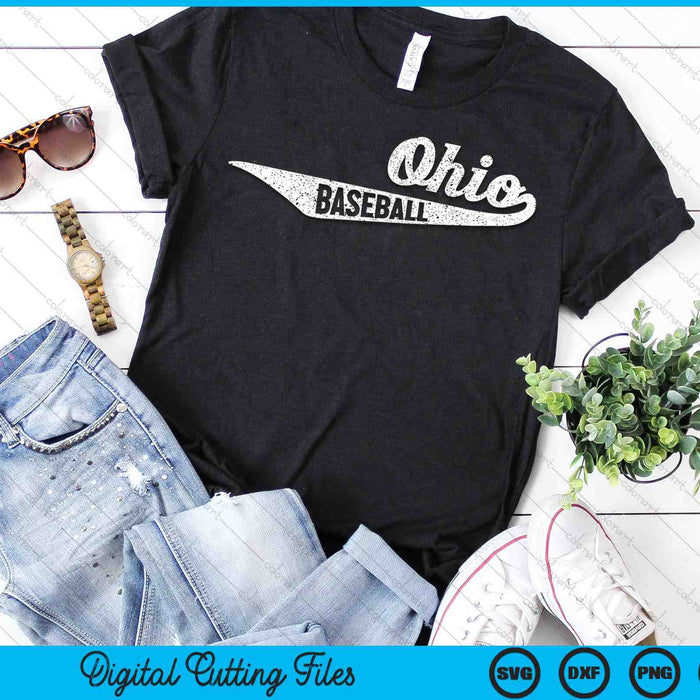 Ohio honkbal script vintage noodlijdende SVG PNG digitale snijden-bestanden