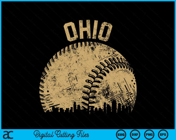Ohio Baseball Skyline Player Coach Fan SVG PNG Digital Printable Files