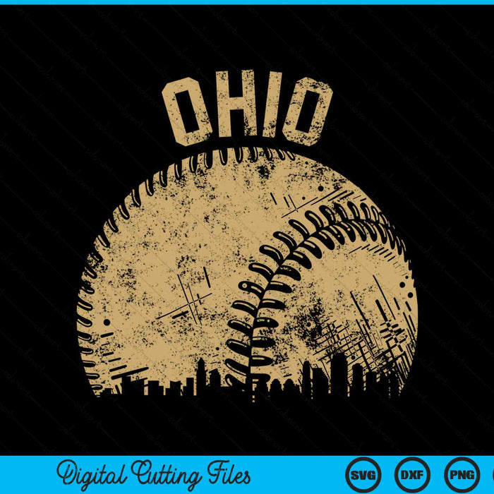 Ohio Baseball Skyline Player Coach Fan SVG PNG Digital Printable Files