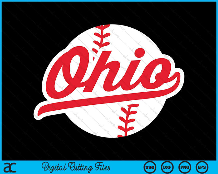 Ohio honkbal Vintage Ohio Pride Love City rode SVG PNG digitale snijbestanden 