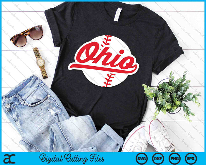 Ohio honkbal Vintage Ohio Pride Love City rode SVG PNG digitale snijbestanden 