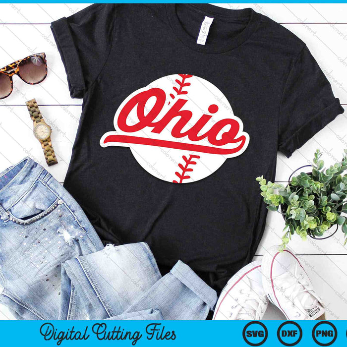 Ohio honkbal Vintage Ohio Pride Love City rode SVG PNG digitale snijbestanden 